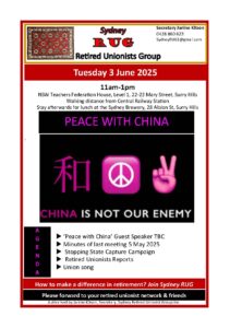 PEACE WITH CHINA @ NSW Teacher's Federation House